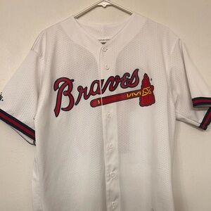 CHIPPER JONES 10 MLB Atlanta Braves Vintage Genuine MAJESTIC Jersey Men L White